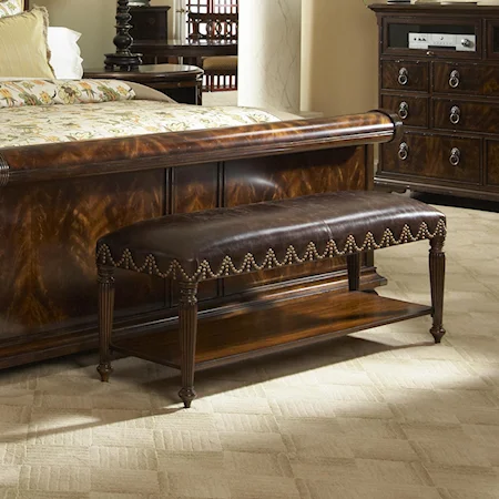 Bed Bench with Leather and Nailhead Trim